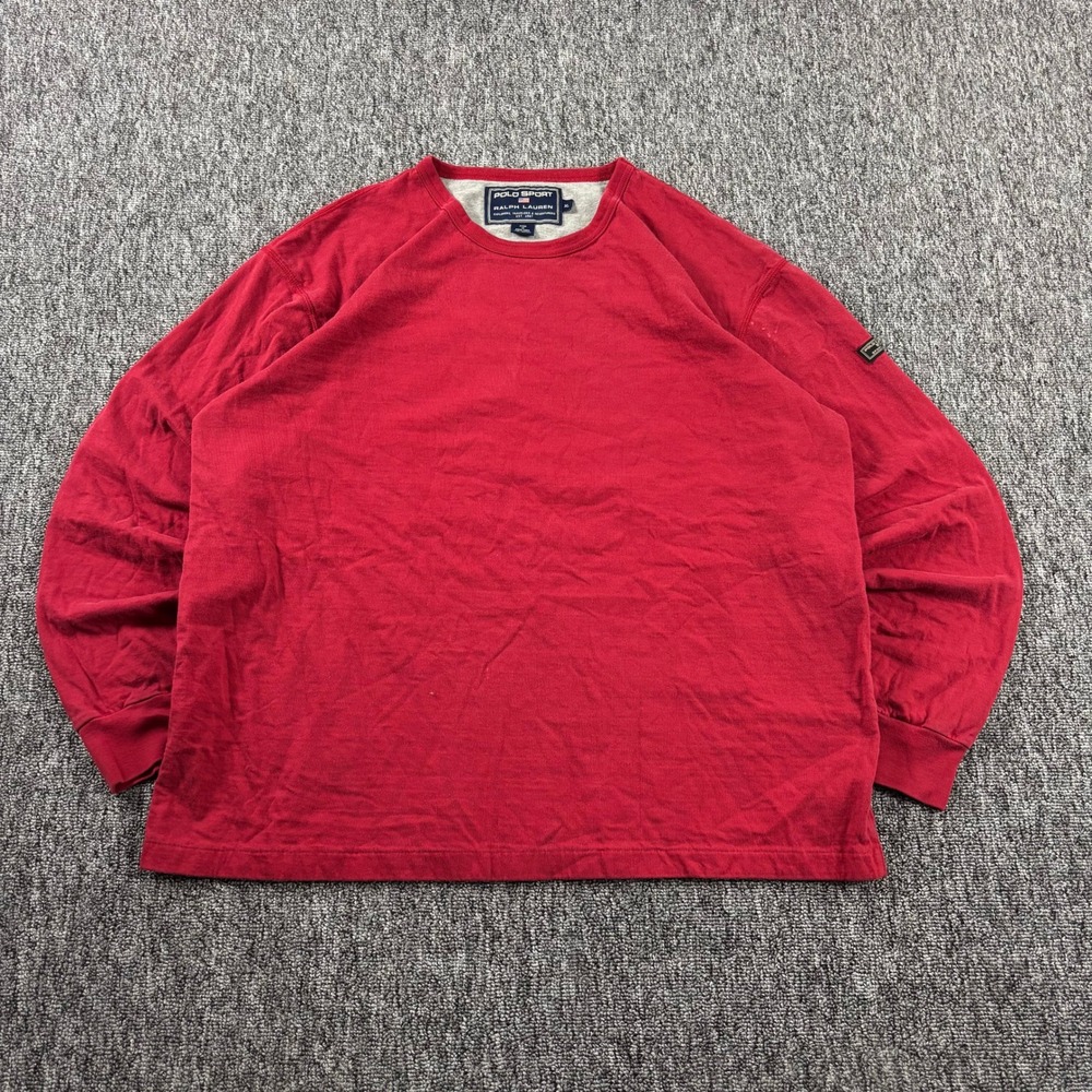 Vintage Polo Sport Ralph Lauren 1990s Long Sleeve Shirt XL Red Heavyweight